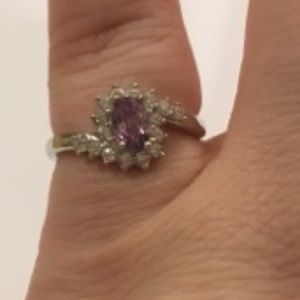 Pretty Alexandrite and Diamond CZ Ring